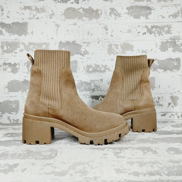 NEW Steve Madden Halona Natural Tan Leather Ankle Boots A525 - Picture 3 of 11